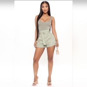 High-waisted Belted  Shorts